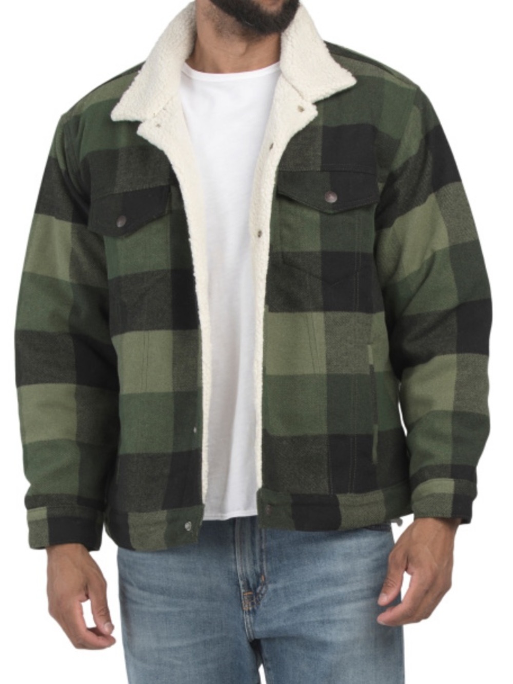 Levi’s Men's Green Buffalo Plaid Sherpa-Lined Jacket